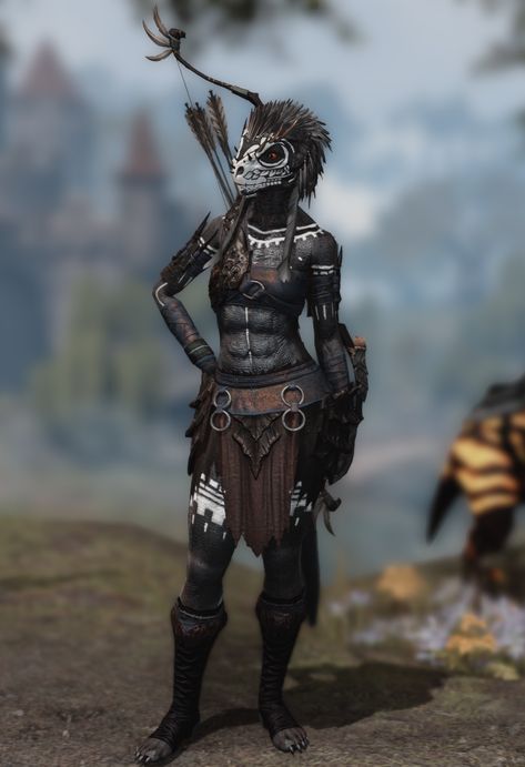 ESO Fashion | Situth [NA] (Elder Scrolls Online) Elder Scrolls Online Characters, Eso Argonian, Elder Scrolls Argonian, Elder Scrolls Oc, Skyrim Argonian, Skull Face Tattoo, Dnd Inspiration, Oc Outfits, Tattoo Skin