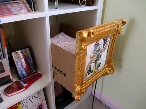 Cardboard Box Storage Frame : 15 Steps - Instructables Cardboard Box Storage, Secret Box, Card Board, Book Shelves, Box Storage, Cubbies, Room Organization, My New Room, Cardboard Box