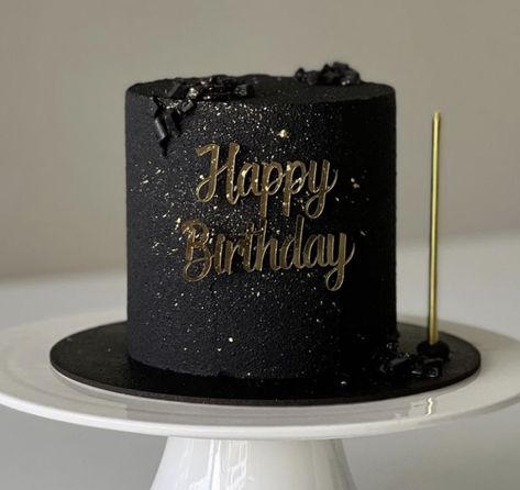 26 Th Birthday Cake For Him, Black Mini Cake Birthday, Matte Black Birthday Cake, Classy Cakes Birthday Men, 28 Birthday Men, Small Black Birthday Cake, Black Cake Ideas For Men, Black Cake Men, Black 40th Birthday Ideas