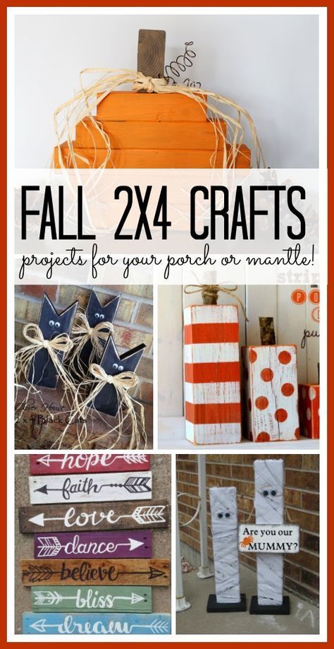 If you are looking for thrifty ideas for fall decor, try using 2x4s! So many great ideas here! - Sugar Bee Crafts Reversible Decor, 2x4 Crafts, Fall Wood Crafts, Scrap Wood Crafts, Wood Block Crafts, Autumn Decoration, Wreath Frame, Fall 24, Fall Halloween Crafts