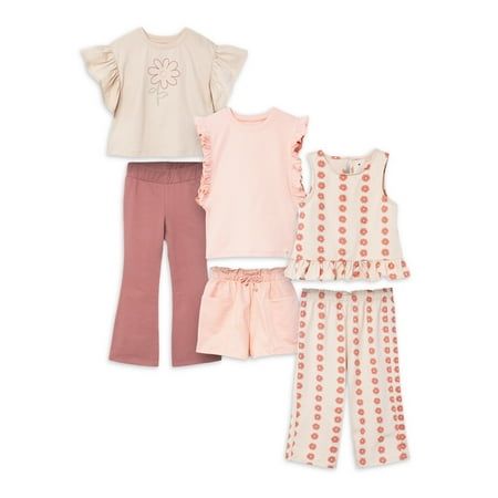 Your child will love our Little Star Organic Mix & Match Set. The set includes 6 pieces  3 short sleeve tops, 1 pair flare leggings, 1 wide leg pant and 1 short, giving them plenty of outfits to choose from. Made with the purest organic cotton on the planet, in an independent Oeko-Tex and GOTS Certified facilities. Full elastic waistband on shorts and pants make it easy for dressing. Size: 18M.  Color: Pink.  Gender: female.  Age Group: toddler. Preschool Girl Outfits, Outfit Anak, Trendy Toddler Clothes, Lydia Rose, Blush Outfit, Toddler Girl Outfits Summer, Toddler Girls Clothes, Childrens Clothes Girls, Preschool Girl