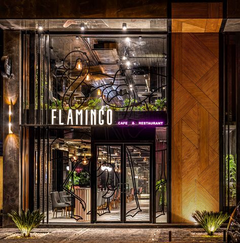 FLAMINGIO CAFE & RESTAURANT on Behance Restaurant Facade, Restaurant Exterior Design, Restaurant Layout, Coffee Shop Concept, Cafe Exterior, Handmade Furniture Design, Cafe And Restaurant, Bakery Design Interior, Restaurant Exterior