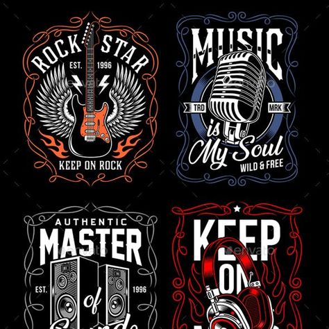 Music T-Shirt Design Set 90s Shirts Graphic Tees, Music Graphic Design, Graphic Design Shirt, Graphic Shirt Design, T Shirt Logo Design, Pop Culture Tshirts, Shirt Logo Design, Graphic Tshirt Design, Music Logo