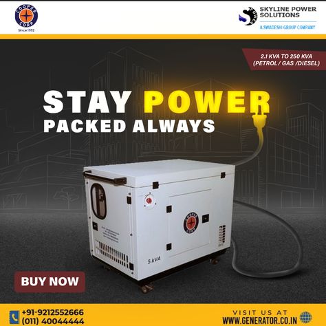 A generator provides a reliable source of backup power in an emergency. This machinery assists in producing the energy required to run your home or office appliances. However, the noise that generators emit can interfere with your ability to focus or relax. Utilized at night, the loudness may possibly keep you from sleeping. Naturally, a silent generator that is a viable option for power generation offers a solution to this issue. It is always practical to utilize in the house or at business. Generating Power, Union Territory Of India, Silent Generator, Mechanical Energy, Diesel Generator, Generator House, Portable Generator, Common People, Emergency Power