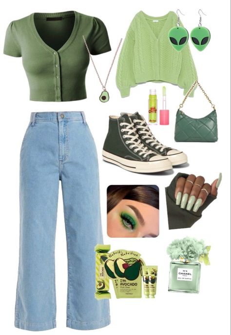 Light Green Outfit Aesthetic, Outfits Verdes, Macys Outfits, Green Outfits For Women, Real Outfits, Green Academia, Green Outfits, St Pats, Casual Preppy Outfits