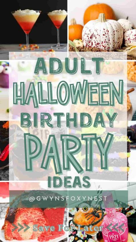 Create a spooky Halloween party with these fun adults Halloween Birthday Party Ideas. Halloween Birthday Theme For Adults, 60th Halloween Birthday Party, Halloween Adult Birthday Party, Girls Halloween Party Adult, Halloween Themed Birthday Party Adults, Halloween Birthday Party For Adults Decorations, 30th Birthday Halloween Party, 21st Halloween Birthday Ideas, Kids Halloween Birthday Party Ideas