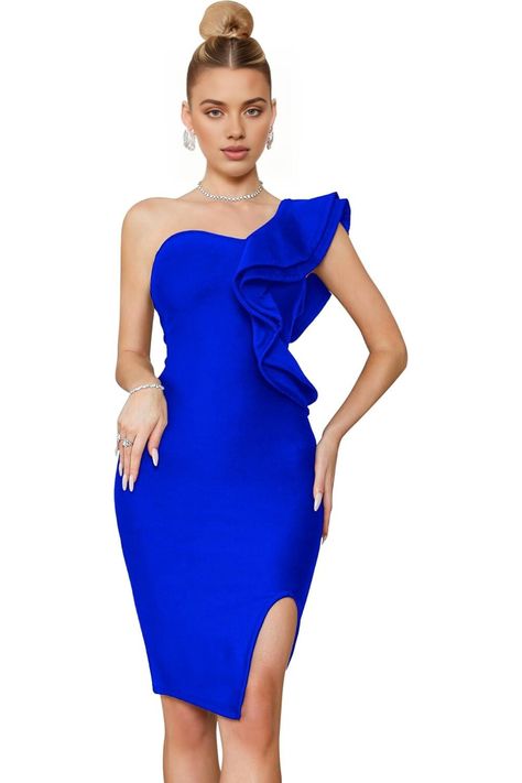 Make a statement at your next cocktail party or special occasion with our stunning royal blue one-shoulder dress. Featuring a stylish ruffled detail and flattering silhouette, this dress is designed to turn heads. Shop now and elevate your evening fashion!
.
#RoyalBlueDress #OneShoulderDress #EveningFashion #CocktailDress #PartyOutfits Royal Blue Fitted Midi Mini Dress, Chic Blue Bodycon Dress With Asymmetrical Neckline, Elegant Royal Blue Bodycon Mini Dress, Elegant Asymmetrical Blue Bodycon Dress, Blue Stretch Bodycon Dress With Asymmetrical Neckline, Royal Blue Cocktail Dress, Shoulder Ruffle Dress, One Shoulder Cocktail Dress, Royal Blue Dress