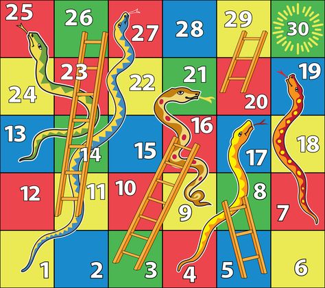 Snakes And Ladders Snakes And Ladders Template, Snakes And Ladders Printable, Snake And Ladder, Snake Ladder, Alphabet Flash Cards Printable, Ladders Game, Snake Game, Giant Snake, Colorful Snakes