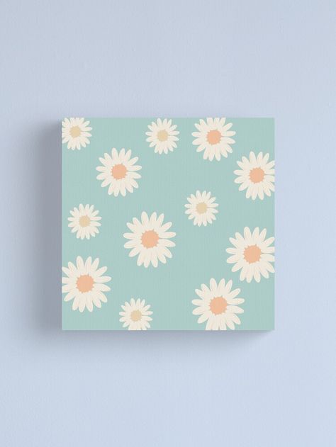 Flower Canvas Drawing, Pastel Blue Background, Easy Flower Painting, Repeated Pattern, Canvas Drawing, Simple Canvas Paintings, Cute Paintings, Typographic Print, Flower Canvas