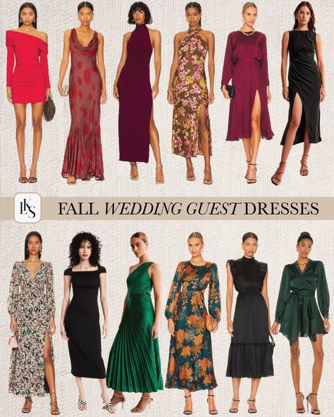 rounding up my fave cocktail dresses for fall weddings + special events #fallweddingguest #fallstyle Cocktail Dress Wedding Guest Fall, Fall Cocktail Dresses, Cocktail Dress Fall, Fall Cocktail Dress, Attire Guide, Cocktail Wedding Attire, Fall Wedding Guest Dresses, Lauren Kay Sims, Dresses For Fall