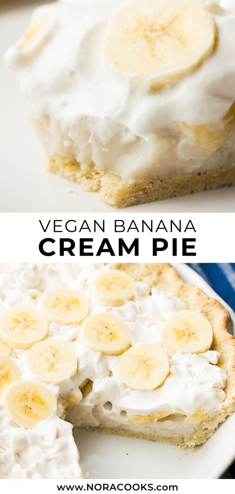 Vegan Custard Pie Recipe, Vegan Cream Pie Recipes, Healthy Pie Filling Recipes, Healthy Banana Cream Pie Recipe, Vegan Banana Pie, Banana Vegan Dessert, Vegan Pie Filling, Vegan Pie Recipes Desserts, Vegan Banana Cheesecake