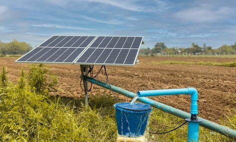 Photo water pumps and solar panels in fa... | Premium Photo #Freepik #photo #solar-farm #photovoltaic #solar-power #solar Solar Still, Atmospheric Water Generator, Solar Pump, Off Grid Homestead, Water Generator, Water Scarcity, Solar Solutions, Off Grid Solar, Water Collection