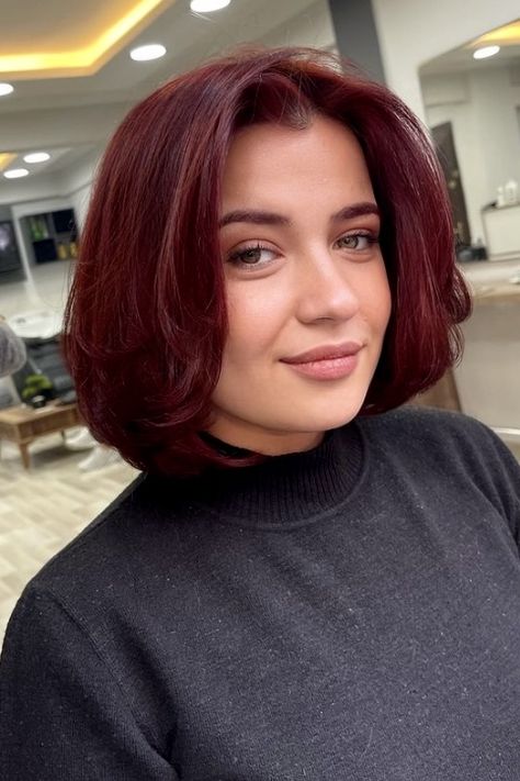 Dark Red Hair Color Ideas, Dark Orange Hair, Bob Pendek, Red Bob Hair, Red Hair Color Ideas, Dark Red Hair Color, Red Hair Inspo, Short Hair Images, Wine Hair