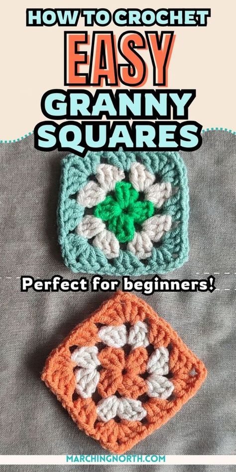 Learn how to crochet a classic granny square with this beginner-friendly tutorial. It gives you easy, step-by-step instructions, covering key techniques like making clusters of double crochet stitches and creating chain spaces for corners. Discover how versatile granny squares can be—they're perfect for blankets, tote bags, and more! Plus, get handy tips on using up leftover yarn. And if you're a visual learner, don't worry—there's a video tutorial included to guide you every step of the way! Perfect Granny Square Crochet, Simple Cute Granny Squares, How To Crochet For Beginners Granny Square Step By Step, Crocheting A Granny Square, Granny Square Beginner Tutorial, Crochet Granny Square Two Color, Perfect Granny Square Pattern, Granny Square Basket Pattern, Super Easy Granny Square