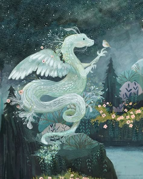 동화 삽화, Peaceful Night, Creation Art, Out Of Time, Fairytale Art, Dragon Art, Instagram Art, Art Challenge, Run Out