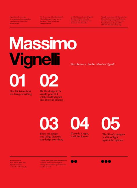 Five Phases - Mssimo Vignelli Vignelli Design, International Typographic Style, Mises En Page Design Graphique, Typography Design Quotes, Massimo Vignelli, 타이포그래피 포스터 디자인, Swiss Design, Typographic Poster, Grid Design