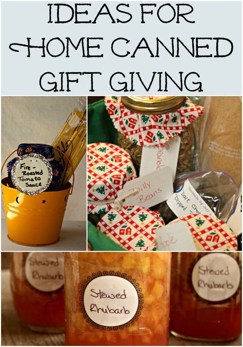 Use these ideas for home canned gift giving and make the most of those summer preservation sessions to save time later. Gifting Canned Goods, Preserves Gift Basket Ideas, Preserve Gift Basket, Decorating Canned Goods For Gifts, Homemade Jelly Gift Basket Ideas, Jam And Jelly Gift Basket Ideas, Canning Gift Basket Ideas, Canned Goods Gift Basket, Canning Gift Ideas