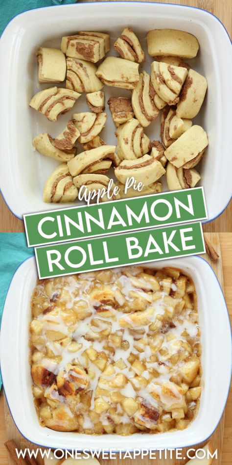 This Apple Cinnamon Roll Bake is your answer to a quick and tasty brunch! With just apple pie filling and cinnamon rolls, this two-ingredient recipe is ready for the oven in under five minutes. Perfect for a speedy sweet treat or impressing your brunch guests without breaking a sweat. Simple, delicious, and a total game-changer! Cinnamon With Apple Pie Filling, Apple Recipes Cinnamon Roll, Cinnamon Roll And Apples, Apple Pie Breakfast Casserole, Cinnamon Rolls And Apple Pie Filling Dessert, Apple Recipes Using Apple Pie Filling, Cinnamon Bun And Apple Pie Filling, Apple And Cinnamon Rolls Dessert Recipes, 2 Ingredient Apple Cinnamon Rolls