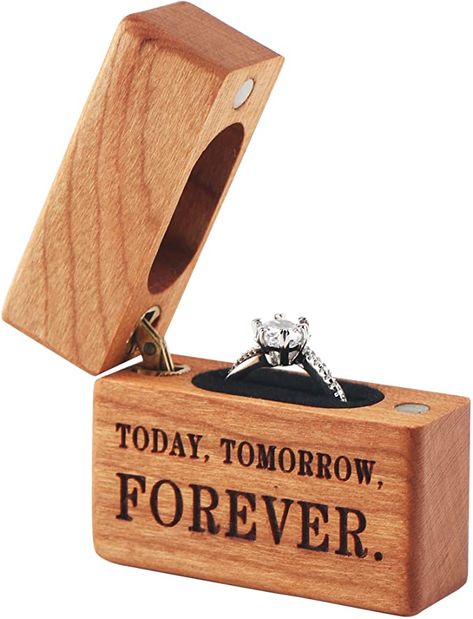 Amazon.com: Yookin Wooden Ring Box Portable Ring Box Wood Ring Case Engagement, Proposals,Wedding Ceremony Jewelry Display Ring Box(Cherry) : Clothing, Shoes & Jewelry Wooden Ring Box Diy, Engagement Ring Boxes Unique, Wood Ring Box Diy, Wooden Jewelry Boxes Diy, Wooden Products Ideas, Cherry Clothing, Engagement Ring Boxes, Ring Box Ideas, Ring Boxes Diy