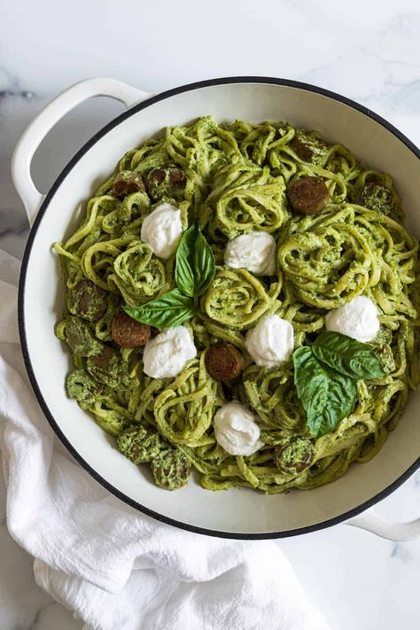 Ricotta Pesto Pasta, Riccota Cheese Recipes, Penne Pesto, Ricotta Pasta Recipes, Pesto Ricotta, Pesto Meatballs, Ricotta Cheese Recipes, Sauce Pesto, Pesto Tortellini