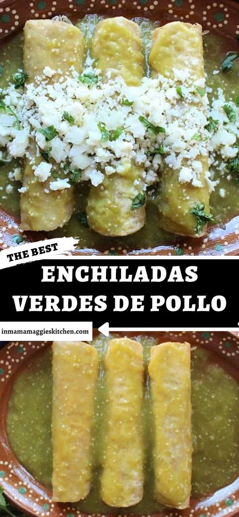 Enchiladas Chicken Suizas, Mexican Green Chili Chicken Enchiladas, Chicken Enchiladas Tomatillo Sauce, Tomatillo Chicken Enchiladas, Enchilada Suiza Sauce, Best Green Chili Chicken Enchiladas, Best Green Chicken Enchiladas, Pollo Verde Recipes, Enchilada Salsa Verde