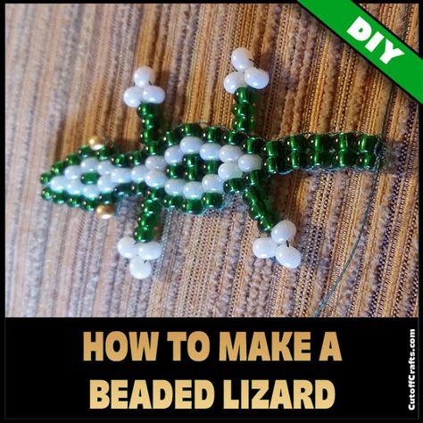 Diy Bead Lizard, Beaded Crocodile Pattern, Beaded Gecko Pattern, Diy Beaded Lizard, How To Make A Bead Lizard, Seed Bead Lizard Tutorial, Beaded Lizard Tutorial, Lizard Bracelet Pattern, How To Make Bead Animals Step By Step