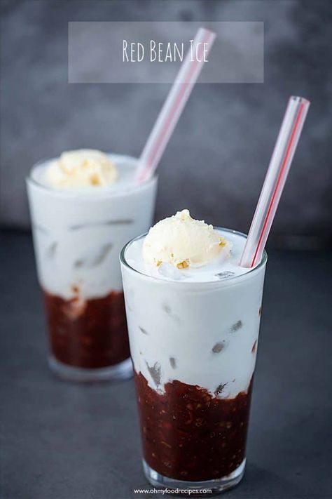 Red Bean Smoothie, Asian Red Bean Recipes, Red Bean Ice Cream, Sweet Red Bean Recipes, Chinese Drink Recipes, Red Bean Recipe, Japanese Drinks Recipe, Red Bean Ice Cream Recipe, Red Bean Recipes