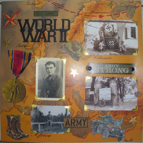 World War 2 - Scrapbook.com History Scrapbook Projects, Historical Scrapbook Ideas, Scrapbook History Project, History Scrapbook, Scrapbook Album Cover, Military Scrapbook, World History Classroom, Project Cover Page, Family History Projects