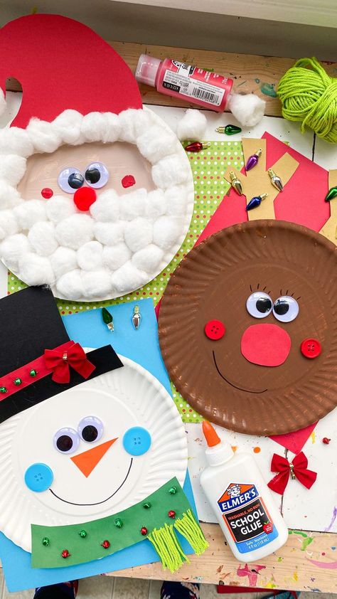 Christmas Paper Plate Crafts, Christmas Crafts For Preschoolers, Fun Plates, December Crafts, Christmas Paper Plates, Christmas Crafts For Toddlers, Santa Crafts, Preschool Christmas Crafts, Christmas Arts And Crafts