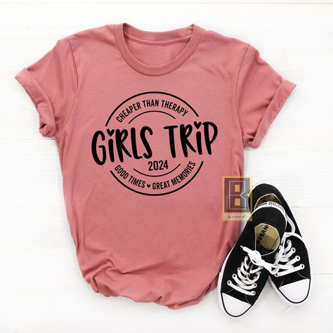 Girls Trip Tshirt Ideas, Girls Trip Shirts Ideas, Vacation Shirt Ideas, Girls Trip Ideas, Classy Clothing, Girl Trip, Travel Tshirt, Cheaper Than Therapy, Trip Shirts