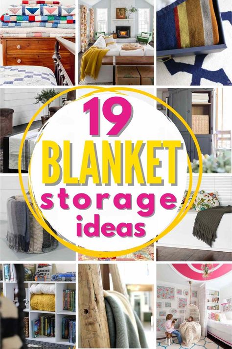 19 Best Blanket Storage Ideas For a Cozy & Tidy Home Tall Blanket Storage, Blanket Organizer Storage, Blanket Storage In Baby Room, Ikea Blanket Storage Hack, Throw Blanket Holder Ideas, How To Store Big Blankets, Blanket Cabinet Storage, What To Do With Extra Blankets, Storage Ideas For Throw Blankets