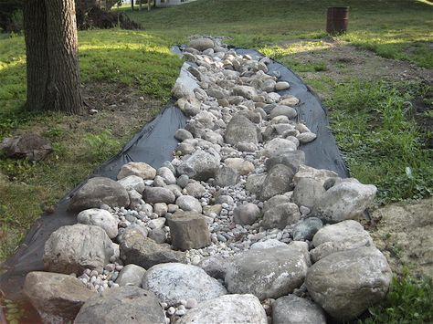 Creek Garden Ideas, Dry River Bed Landscape Yard Ideas, Dry Creek Bed For Drainage, Saint Mathew, Stream Landscaping, Riverbed Landscaping, Backyard Creek, Mulch Landscaping Ideas Diy, Dry Riverbed Landscaping