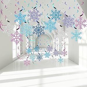 Christmas Ceiling Decor, Snow Birthday Party, Christmas Ceiling, 30th Birthday Party Themes, Snowflake Swirl, Wonderland Party Decorations, Christmas Snowflakes Decorations, Winter Wonderland Theme, Frozen Theme Party