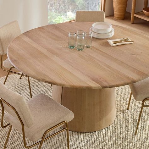 Anton Round Pedestal Dining Table (44", 48", 60", 72") West Elm Dining Table, Circle Dining Table, Large Round Dining Table, Round Wooden Dining Table, Round Dining Room Table, Round Dining Table Modern, Round Pedestal Dining, Round Pedestal Dining Table, Dining Room Design Modern