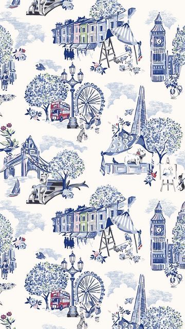 Cath Kidston Wallpaper, London Painting, London Theme, London Wallpaper, Catholic Wallpaper, Toile Pattern, Xmas Wallpaper, Dorm Art, London Poster