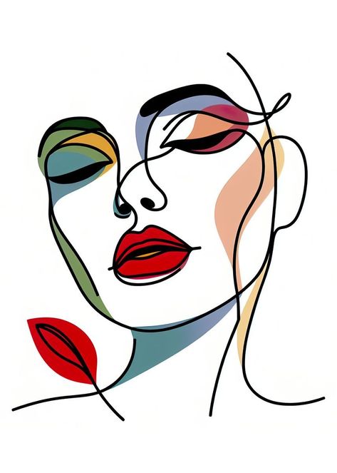 Art Line Drawing Ideas, Easy Woman Painting, Poster Prints Ideas, Abstract Face Art Drawings, Lady Face Drawing, Womens Drawing, One Line Painting, Women Art Painting, Easy Line Art