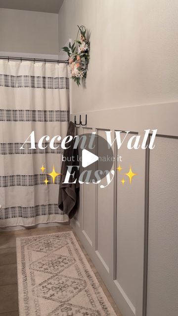 Bathroom Decor Long Wall, Accent Wall For Small Bathroom, Bathroom Accent Wall Behind Mirror, Board And Batten Wall In Bathroom, Accent Wall For Bathroom, Bathroom Wall Trim Ideas, Bathroom Accent Wall Behind Toilet, Bathroom Wall Diy, Bathroom Feature Wall Ideas