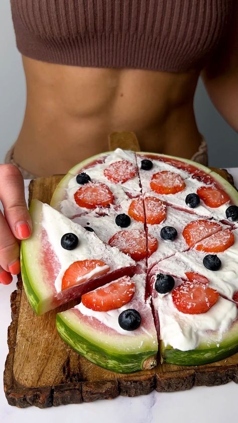 Wrong or yummy? Watermelon pizza 🍉🤤 #watermelon #healthyrecipes #foodie | Lilly Sabri | Lilly Sabri · Original audio Lilly Sabri Recipes, Lilly Sabri, Watermelon Pizza, Juicy Watermelon, Fresh Fruits, Homemade Ice Cream, Guilty Pleasures, Fruit Desserts, Healthy Dessert