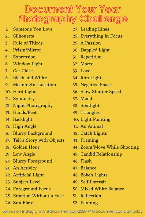 52 Week Photo Challenge, Photography Challenge For Beginners, 52 Photography Challenge, 30 Day Challenge Photography, Beginner Photography Challenge, Weekly Photography Challenge, How To Capture Great Photos, Composition Ideas Photography, 52 Week Photography Challenge