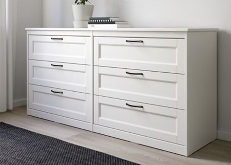 IKEA Songesand 6-Drawer Dresser (white) White 6 Drawer Dresser Bedroom, Low White Dresser, Ikea Songesand Dresser, Songesand Dresser, Ikea Songesand, Bedroom Inspiration Grey, White 6 Drawer Dresser, White Dressers, Ideas Habitaciones