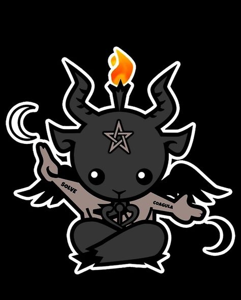 Baphomet Phone Wallpaper, Chibi Baphomet, Baphomet Art, Cute Baphomet, Dark Kawaii, Play List, Tattoo Desings, Cute Tattoos, Loki