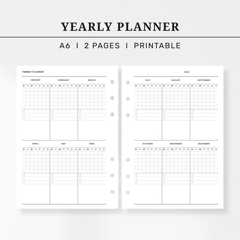 Yearly Checklist, Yearly Planner Printable, Exam Planner, Organised Chaos, Quarterly Planner, Undated Calendar, Yearly Overview, Annual Planner, Student Planner Printable