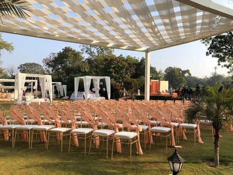 Outdoor Sangeet Decor, Outdoor Sangeet, Quaint Wedding, Amazing Wedding Ideas, Sangeet Decor, Rustic Glam Wedding, Wedding Setup, Wedding Entrance Decor, Wedding Stage Design