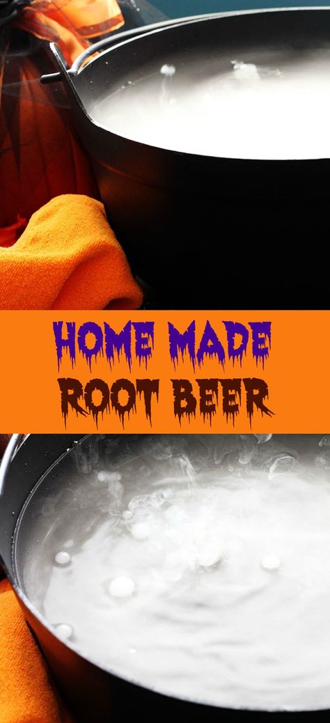 Home made root beer!  What could be better?  It is so fun to make and the taste is amazing! There is nothing quite like it. You will love watching the awesome looking steam puff out of the container when you add the dry ice. You and your guests will enjoy the delicious taste anytime of year.   Maybe you will make home made root beer part of your Halloween tradition! Make sure to add this Home Made Root Beer recipe to your recipe collection. Root Beer Extract Recipes, Dry Ice Root Beer Recipe, Diy Root Beer Recipes, Homemade Rootbeer Dry Ice, Home Made Root Beer Recipe, Root Beer Dry Ice, Homemade Rootbeer Recipe, Homemade Root Beer With Dry Ice, Dry Ice Root Beer