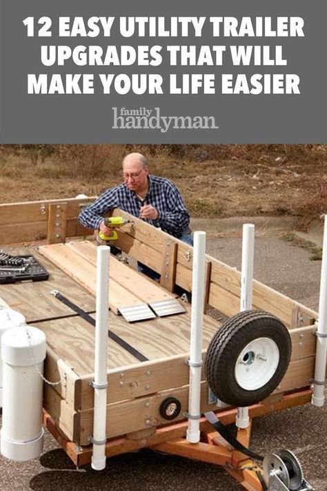 Homemade Utility Trailer, Utility Trailer Rebuild, Camping Gear Trailer Diy, Trailer Ideas Utility, Garden Trailer Ideas, Lawn Care Trailer Setup Diy, Trailer Sides Ideas, Utility Trailer Storage Ideas, Trailer Fenders Ideas