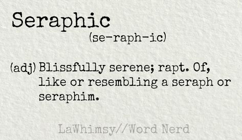 Word Nerd: Seraphic – Lawhimsy Seraphic Word, Lovely Poetry, Unique Words Definitions, Word Nerd, Weird Words, Word Definitions, Learn English Words, Unique Words, English Words