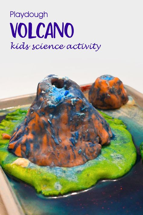 Play Dough Volcano, Play Doh Volcano, Homemade Volcano Kids, Volcano Crafts, Science Volcano, Volcano Recipe, Homemade Volcano, Volcano For Kids, Volcano Project