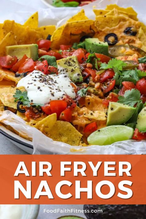 Try homemade Air Fryer Nachos! Quick prep, delicious flavor. Top with veggies, cheese, salsa. Enjoy guilt-free snacking! Fry Nachos, Air Fryer Nachos, Air Fryer Mexican, How To Make Nachos, Air Fryer Snacks, Homemade Taco Seasoning Recipe, Nachos Recipe Easy, Fantastic Recipes, Cooks Air Fryer