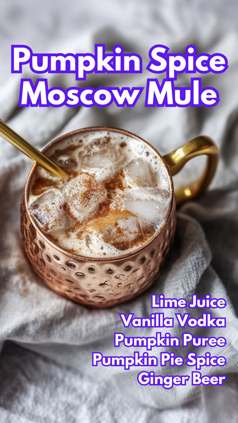 Pumpkin Spice Moscow Mule Pumpkin Pie Moscow Mule, Pumpkin Spice Moscow Mule, Pumpkin Moscow Mule, Pumpkin Mule Recipe, Fall Moscow Mule Recipe, Fall Mule Cocktail, Fall Cocktail Drinks, Pumpkin Mule, Fall Moscow Mule