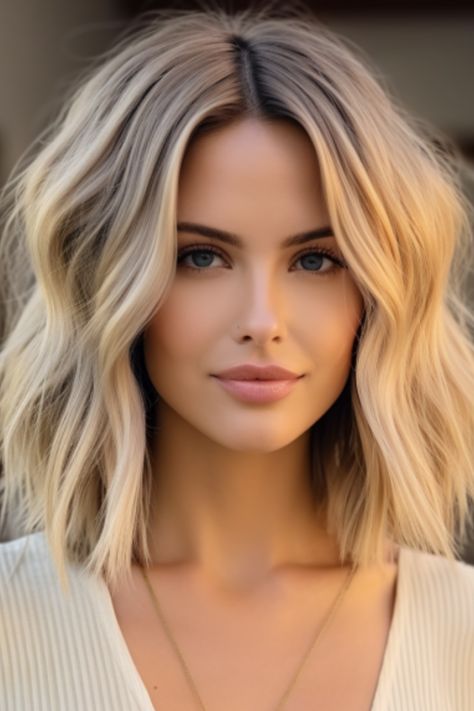 Soft beachy waves on a shoulder-length long bob offer a relaxed and trendy style choice. Ideal for those who prefer longer bobs these soft waves add natural-looking bounce and movement to the hair. Click here to check out more why the bouncy bob is making a comeback: see 28 fabulous examples. Bouncy Bob, Shoulder Length Blonde, Blonde Hair Inspiration, Long Bob Hairstyles, Hair Colours, Bob Haircut, Come And Go, Shoulder Length Hair, Hair Today